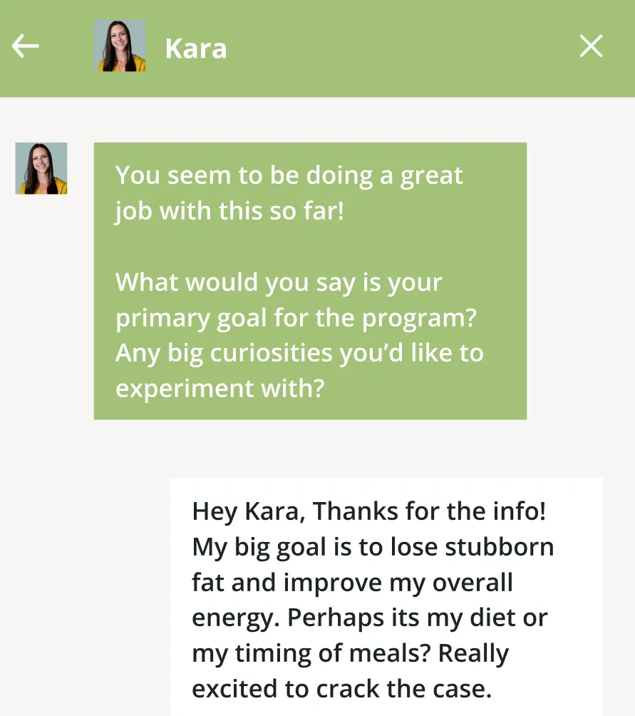 Nutrisense app chat with a dietitian