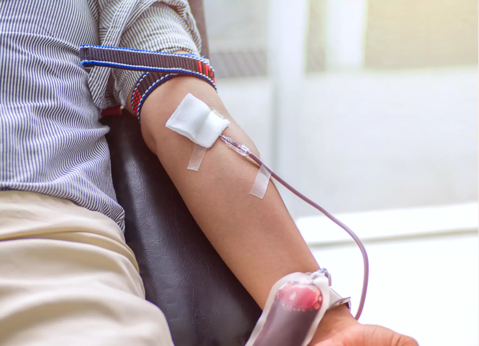 a person donating their blood