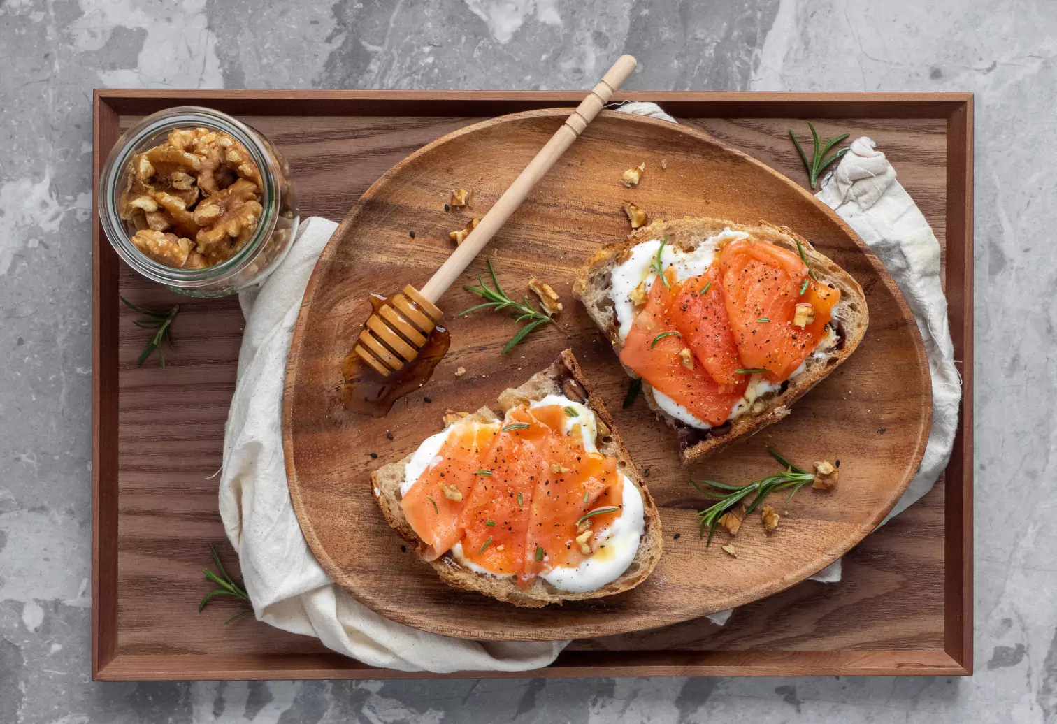 a plate of salmon toasts