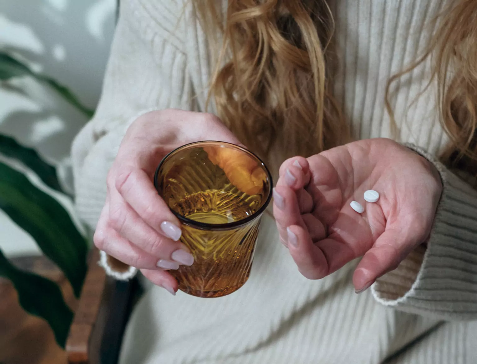 a woman taking a laxative