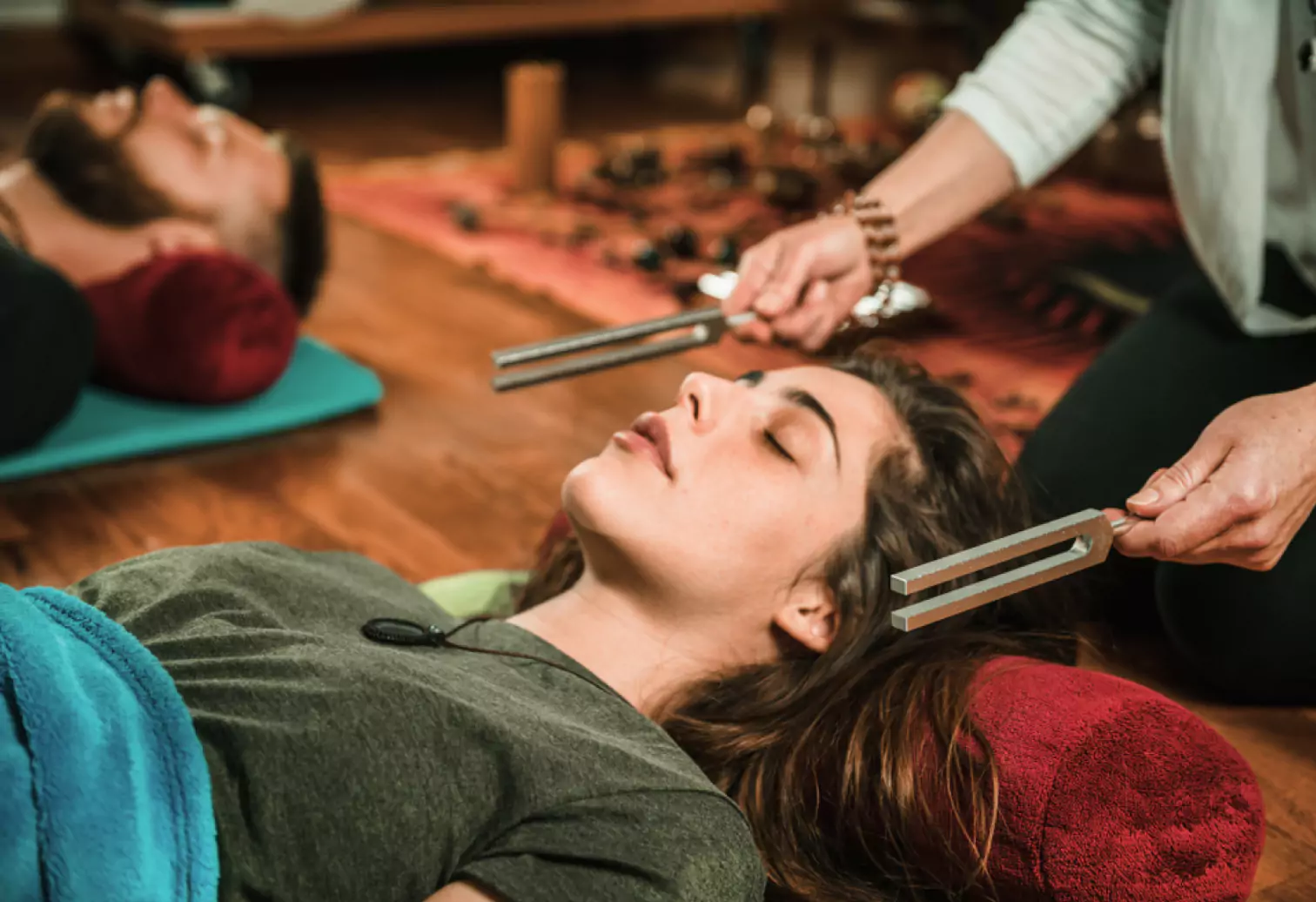 a girl doing a relaxing session