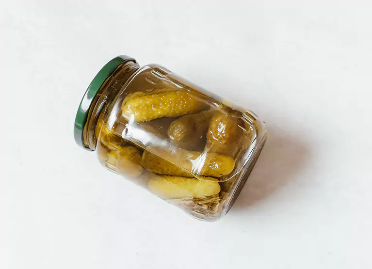 a jar of canned pickles