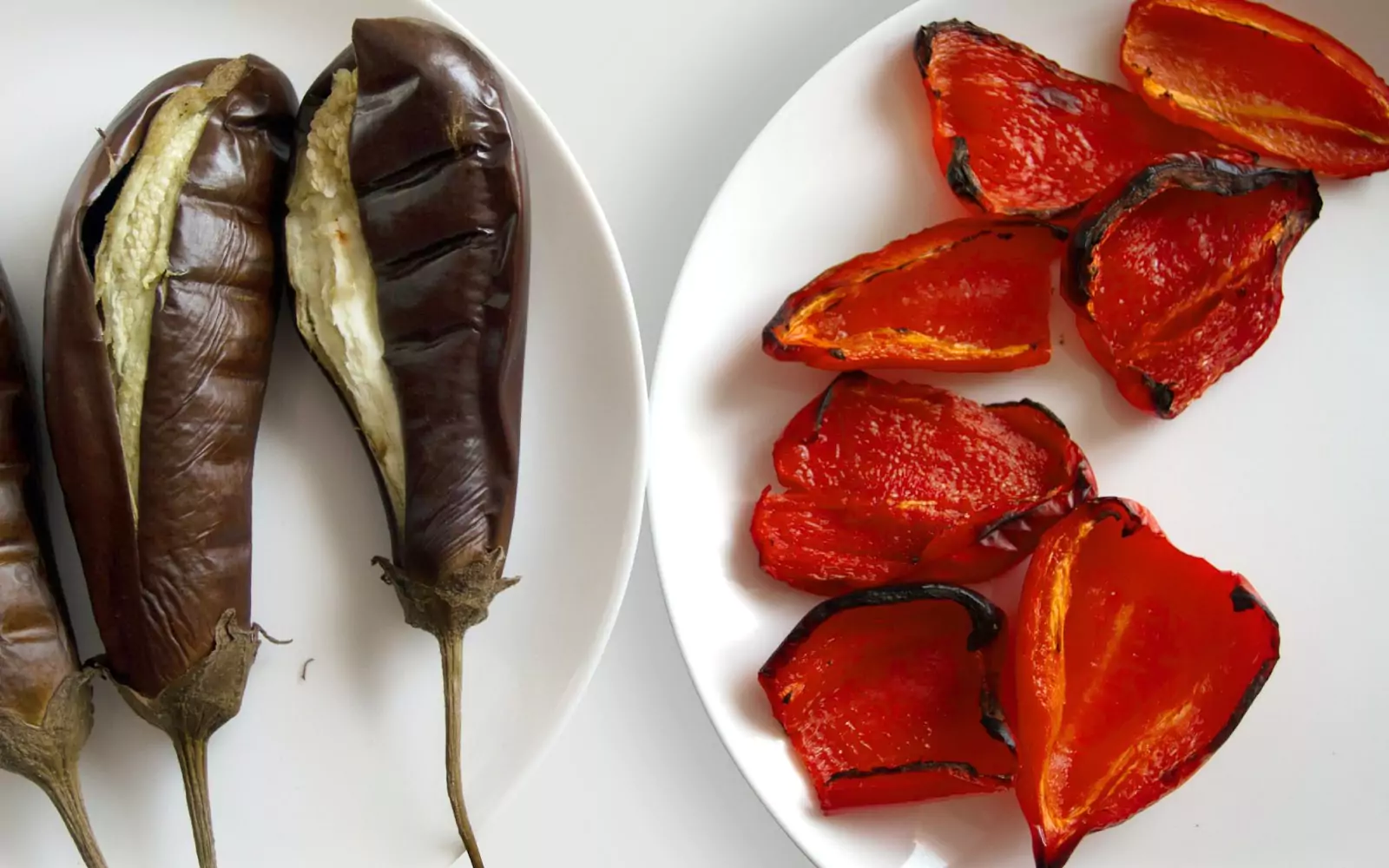 roasted eggplant and pepper