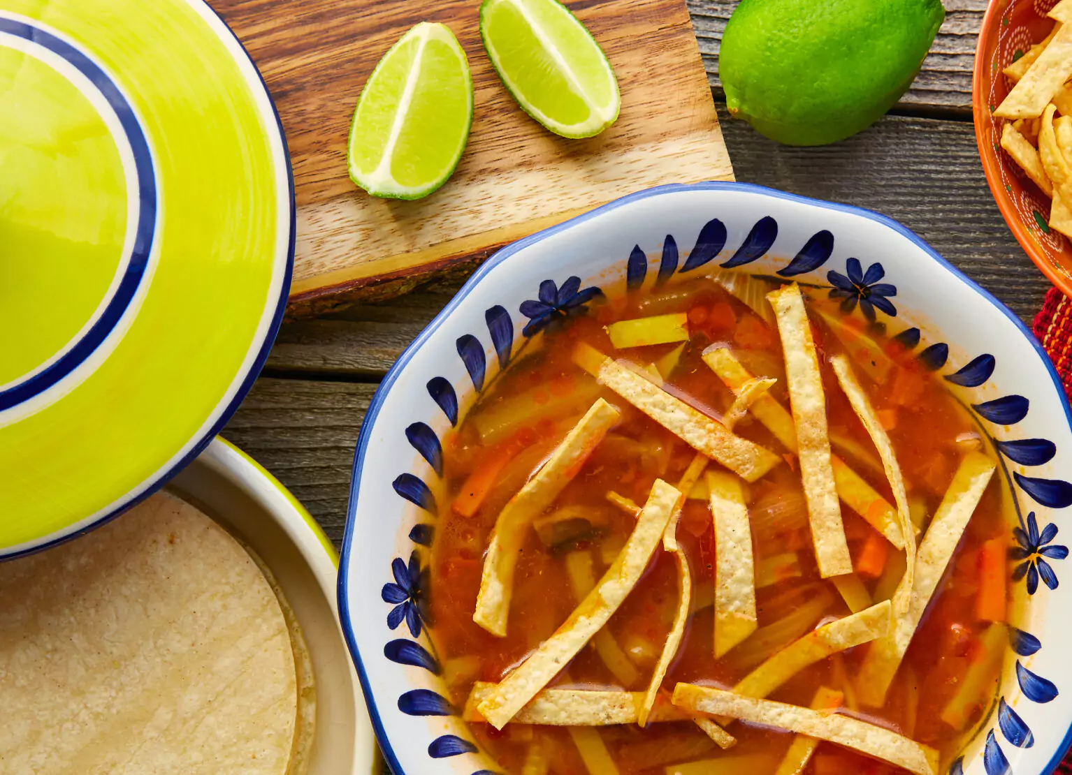 a bowl of tortilla soup