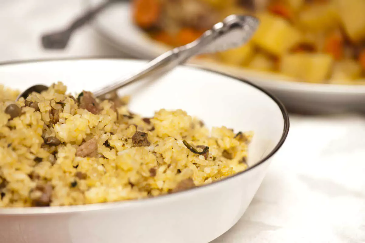 a bowl of Arroz con Gandules