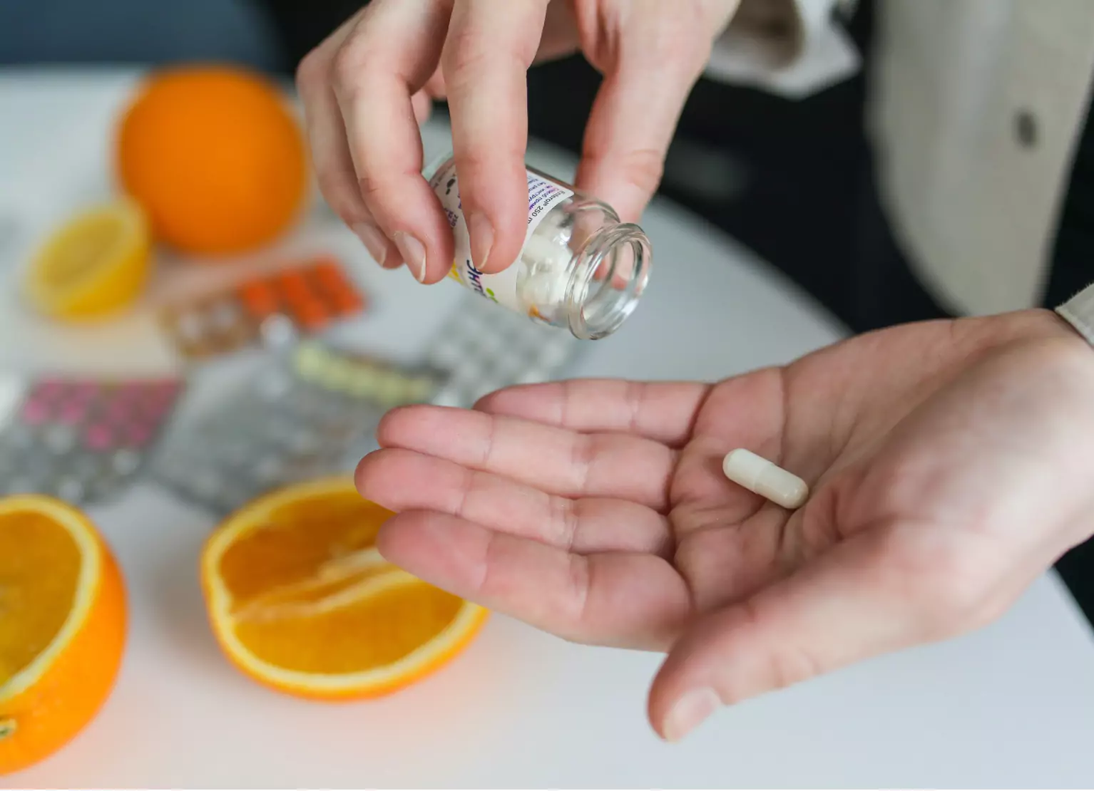 A person holding supplement