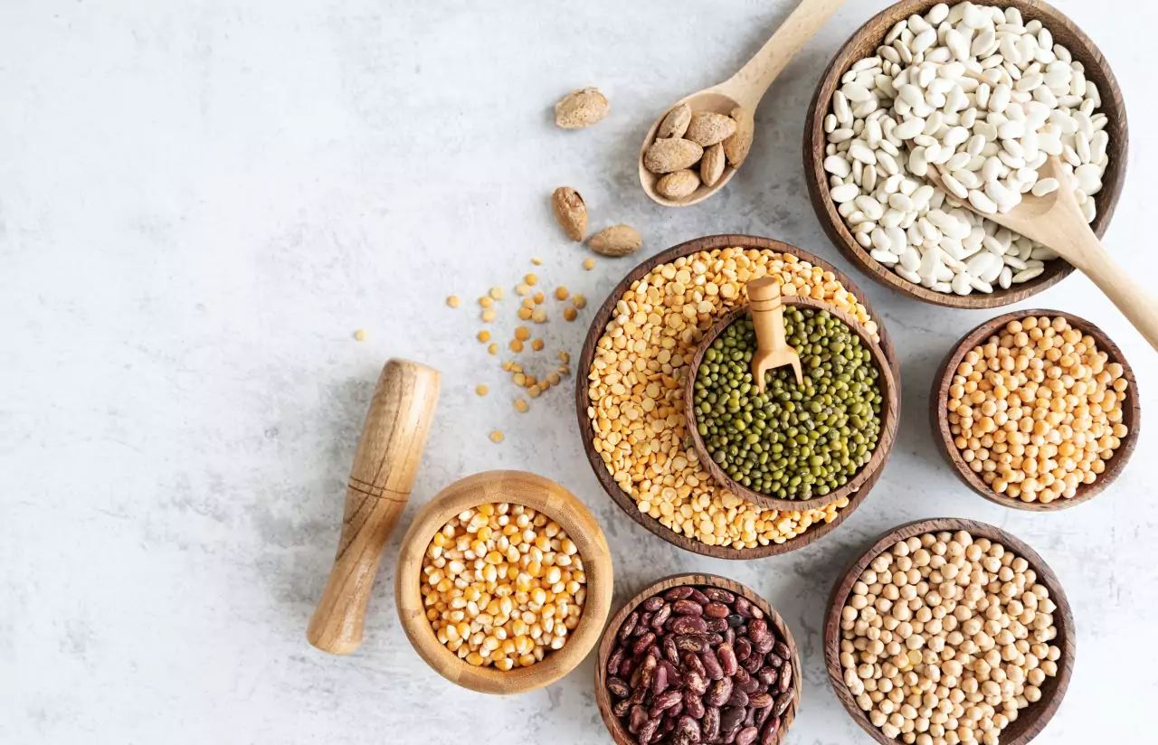 Bowls of different types of beans 