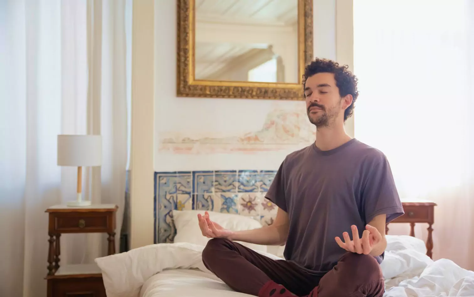 a person meditating  