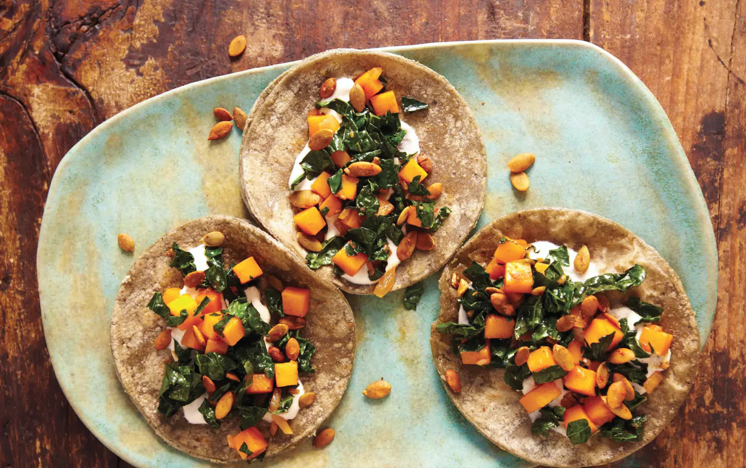 a plate of Roasted Butternut Squash Tacos