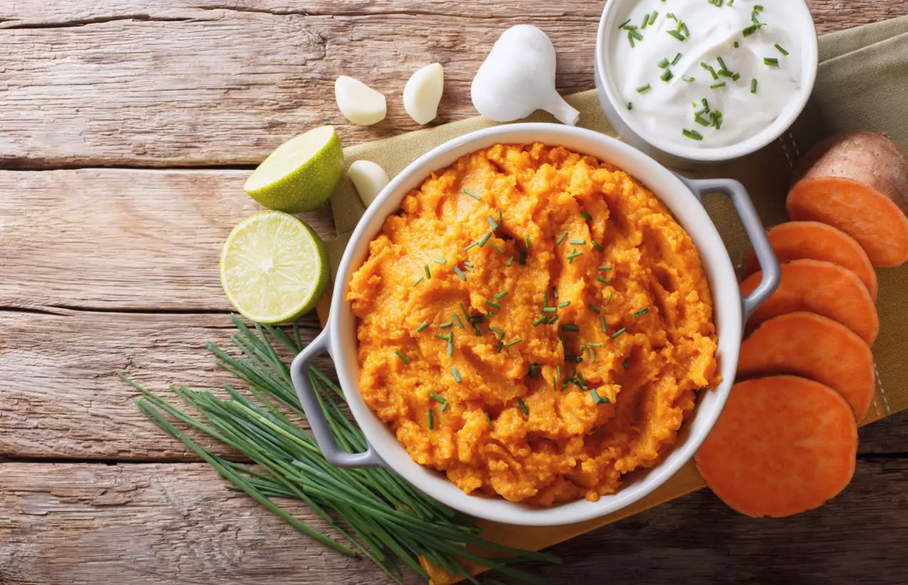 a pot of Cookie & Kate's Savory Mashed Sweet Potatoes