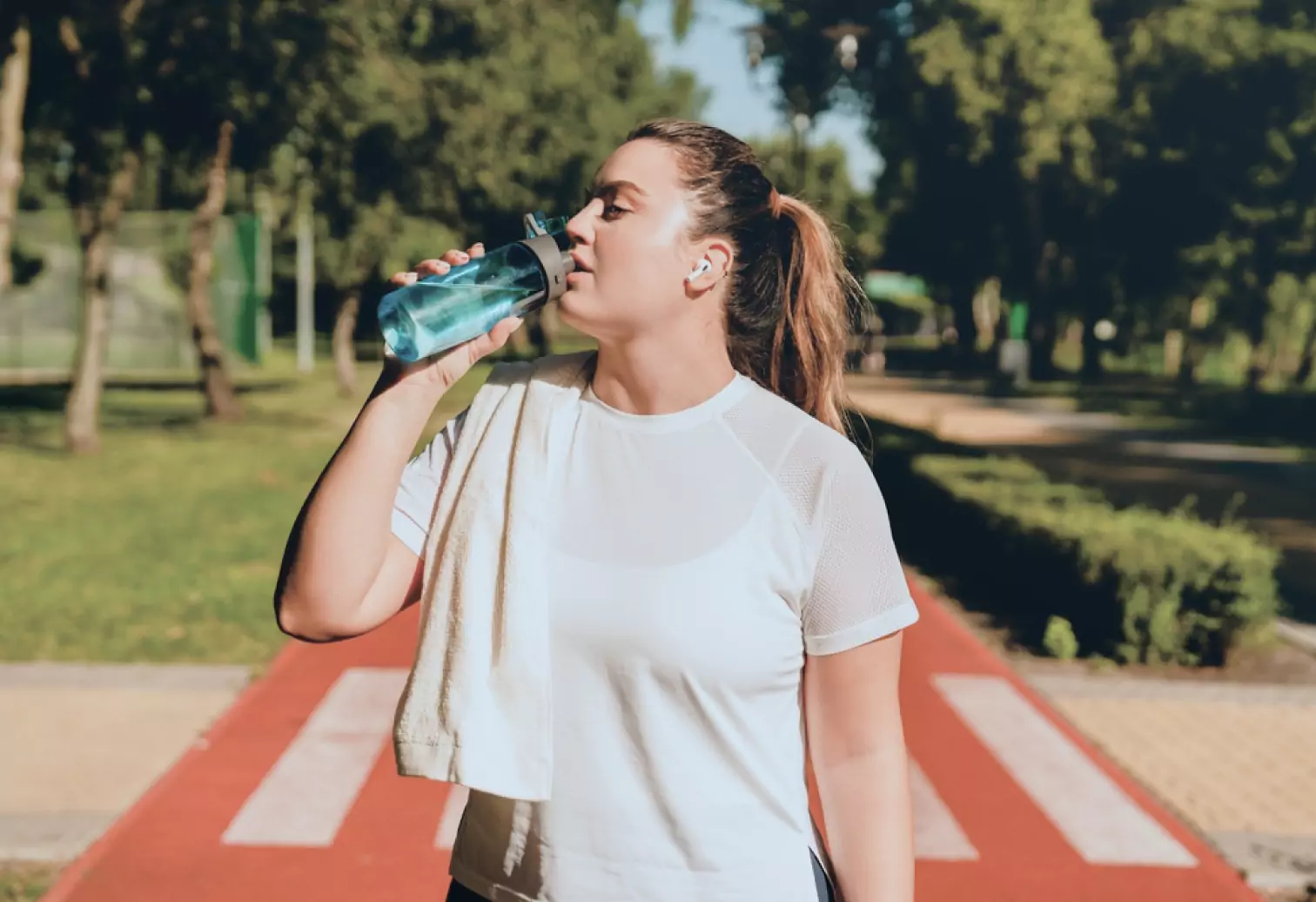 a person drinking water