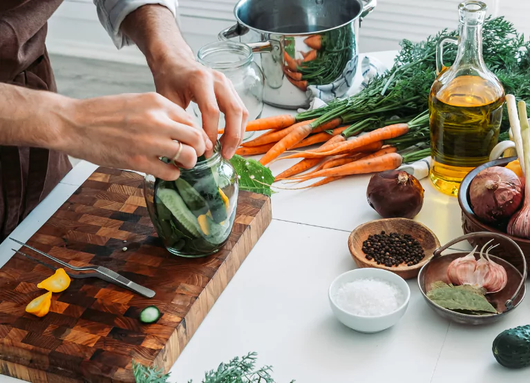 Preparing vegetables in the kitchen