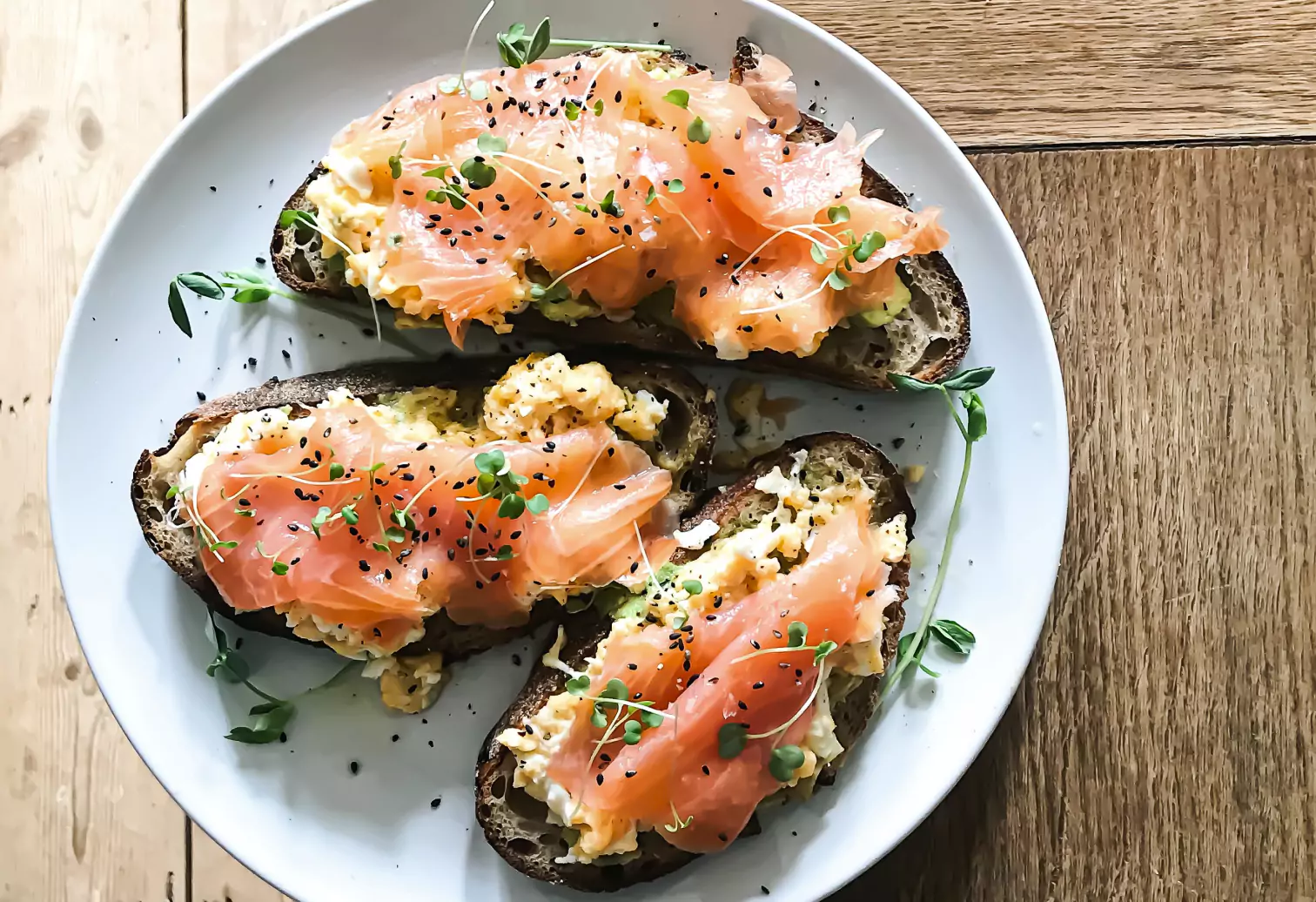 three salmon toasts