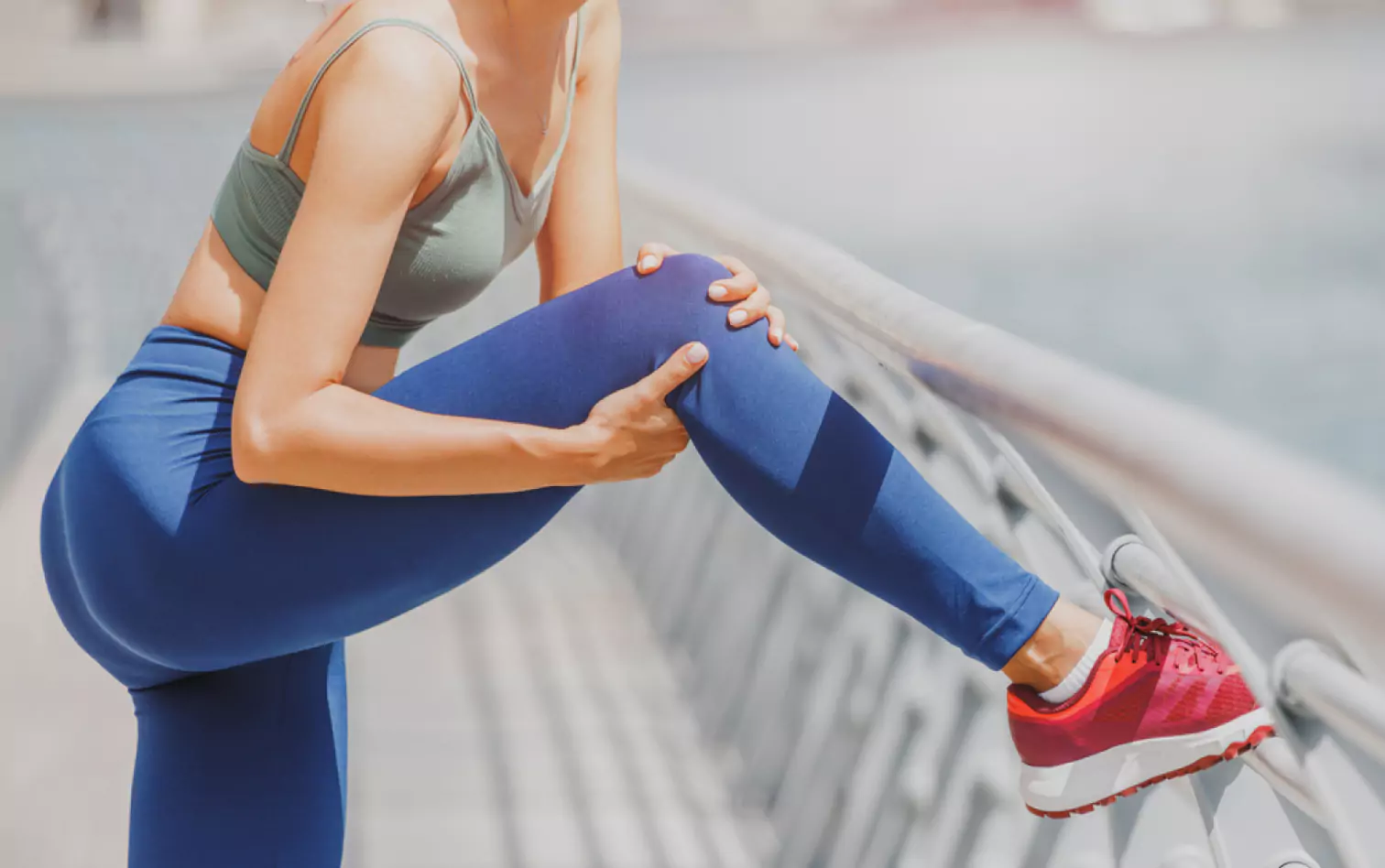 a person stretching outdoors 