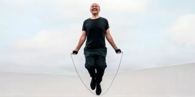 a person jumping rope