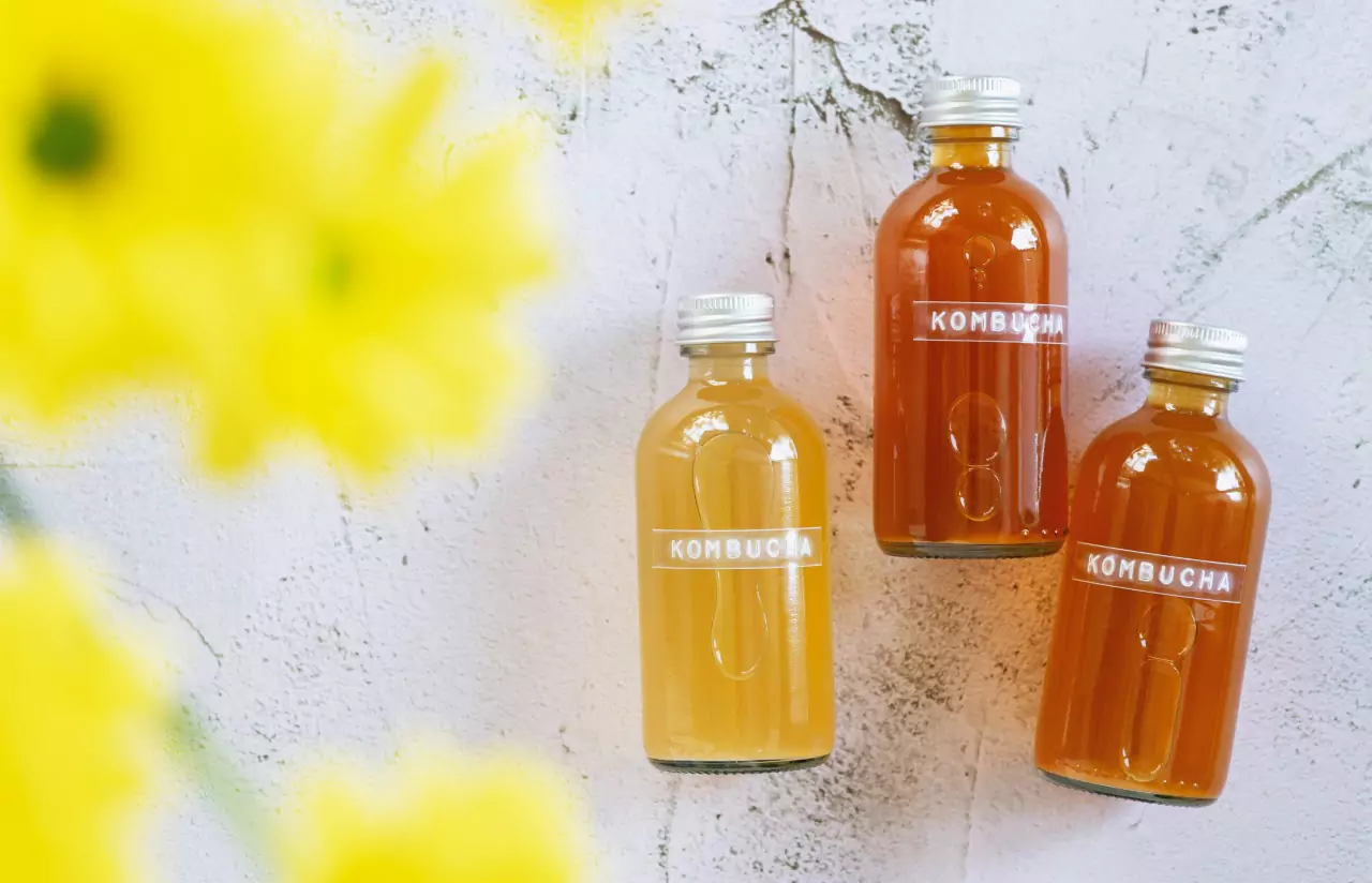 three bottles of kombucha 