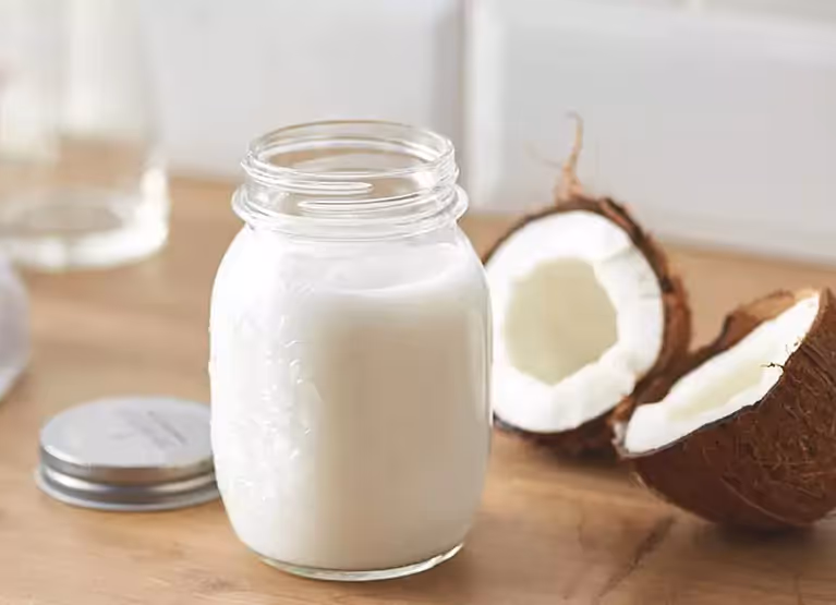 Mason jar of coconut milk