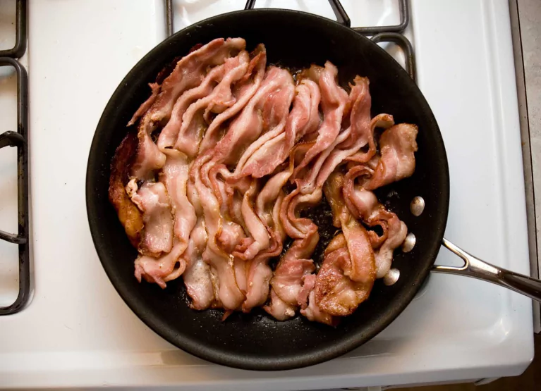 a pan full of bacon