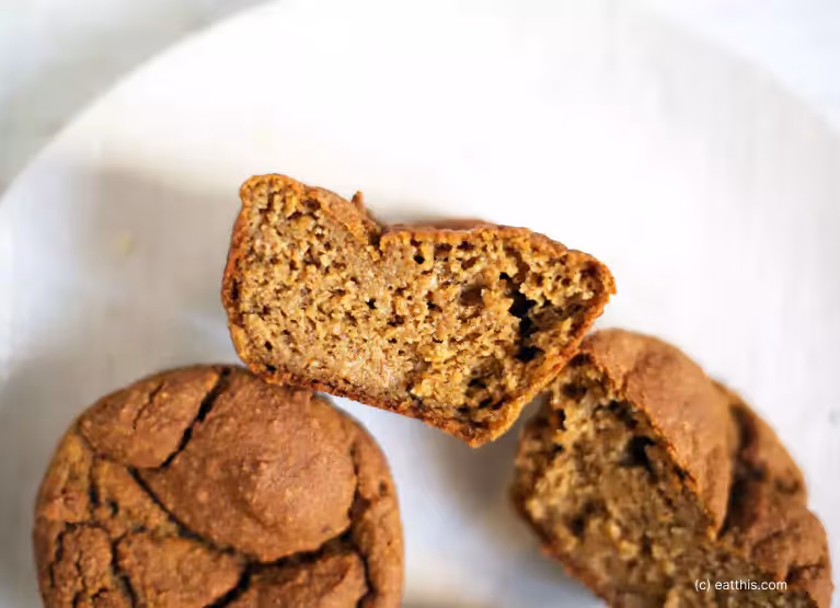 a plate with sweet potato banana muffins