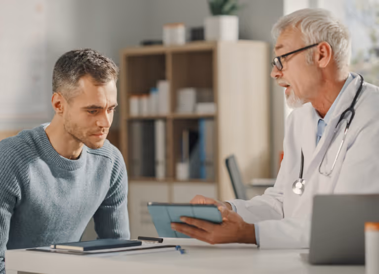 Doctor explaining A1C test results to patient