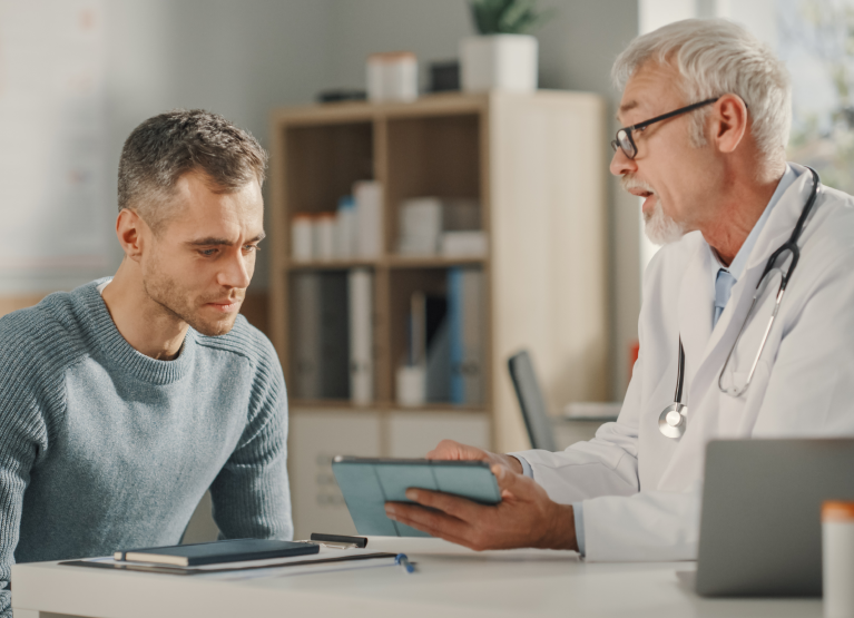 Doctor explaining A1C test results to patient