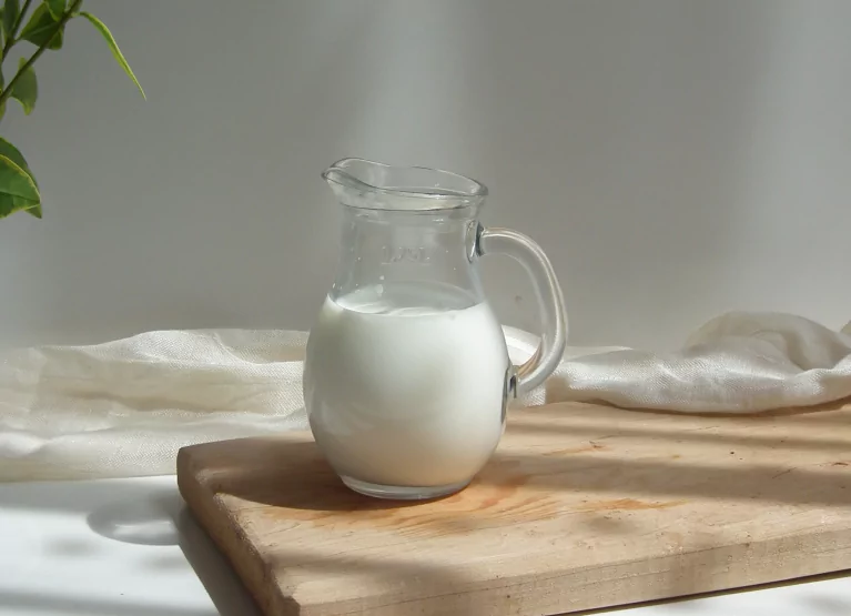 a pitcher of milk