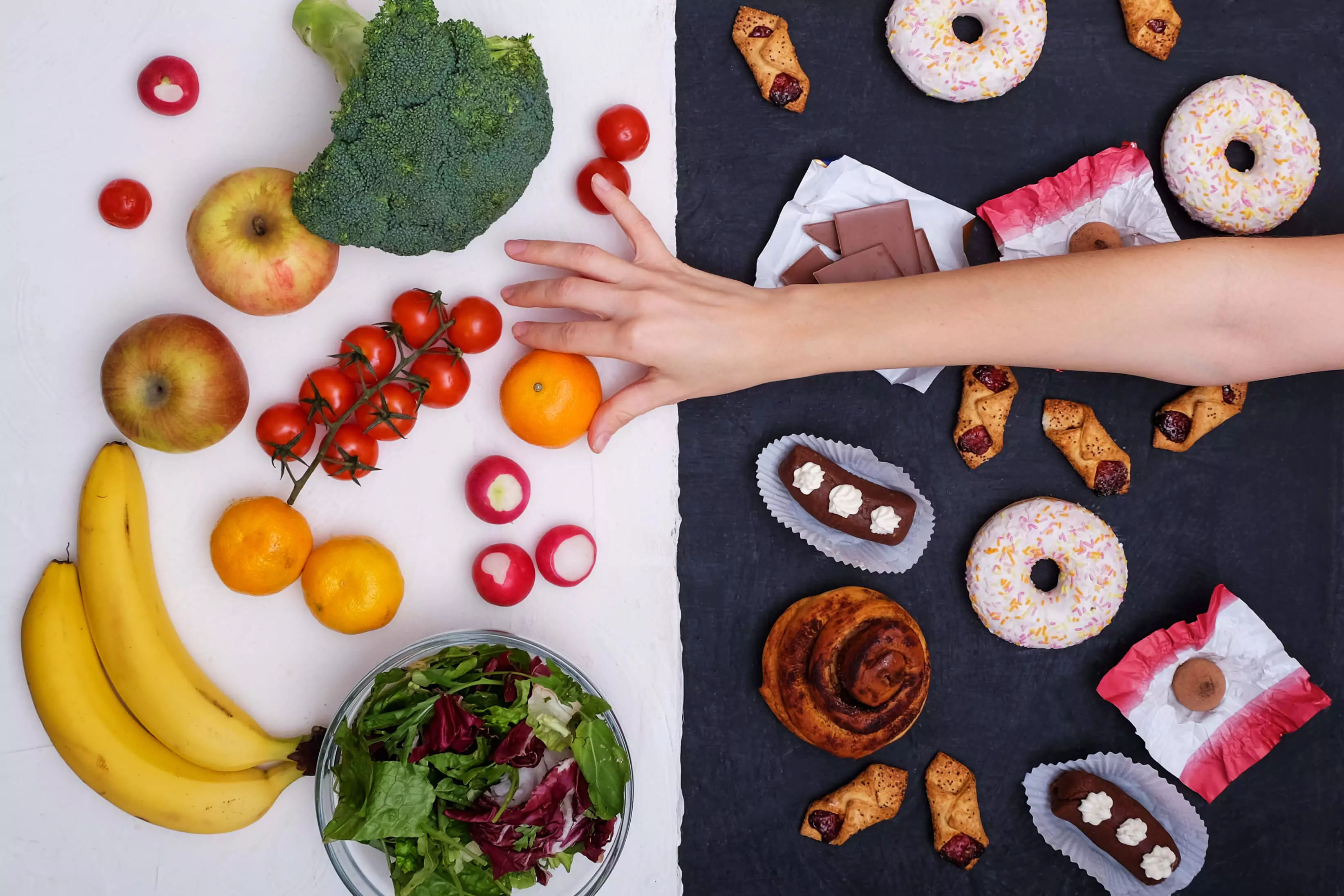 a person choosing a health food