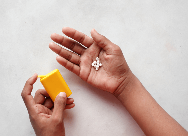 Person holding sugar free alternative