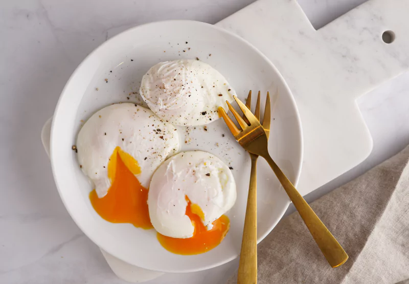 a plate of pached eggs