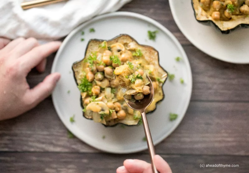 curried chickpea stuffed acorn squash