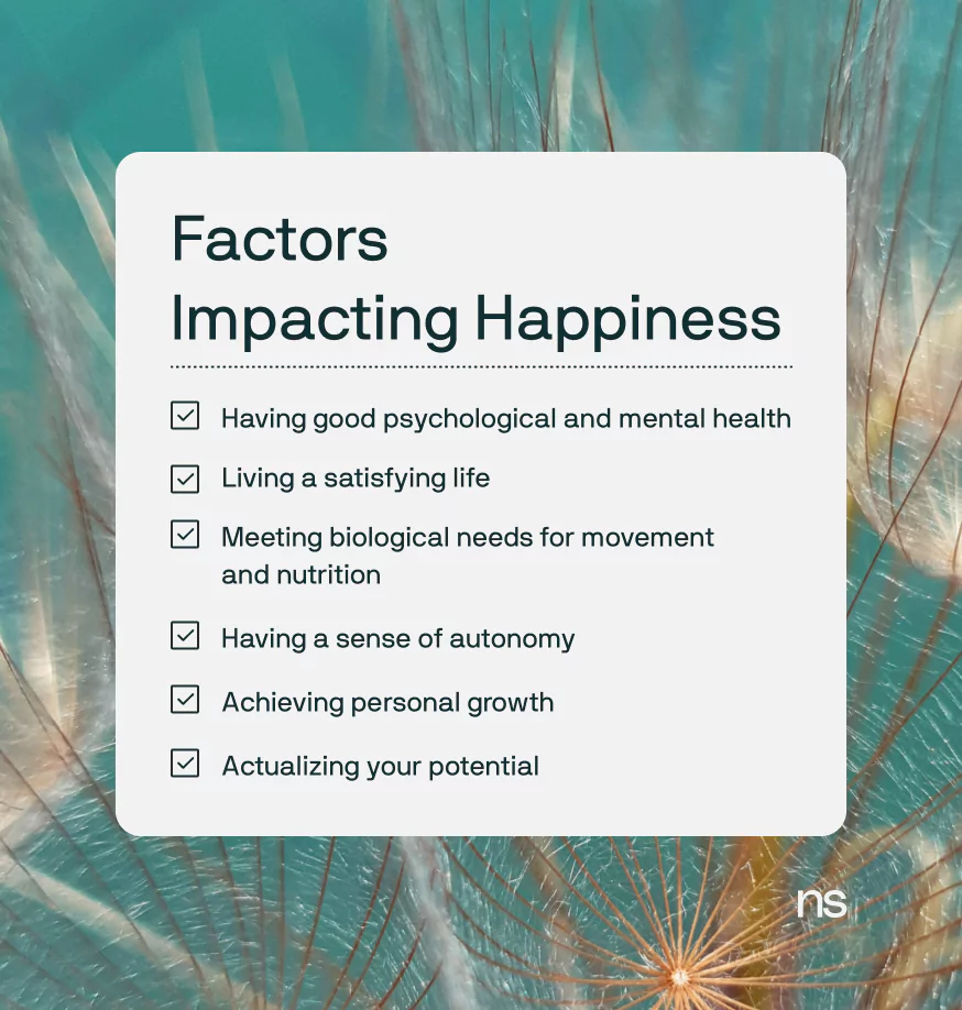 a list of factors impacting happiness