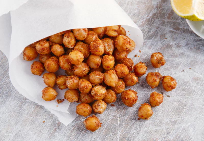 a bowl of crispy chickpeas