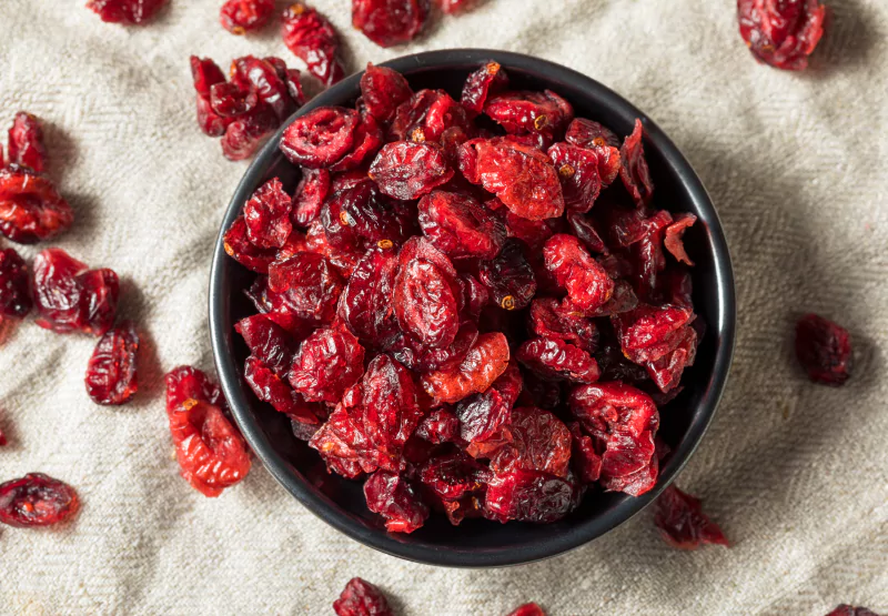 a bowl of dried cranberries