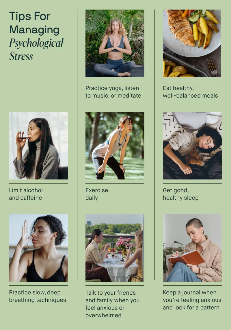 a graphic of tips for managing stress