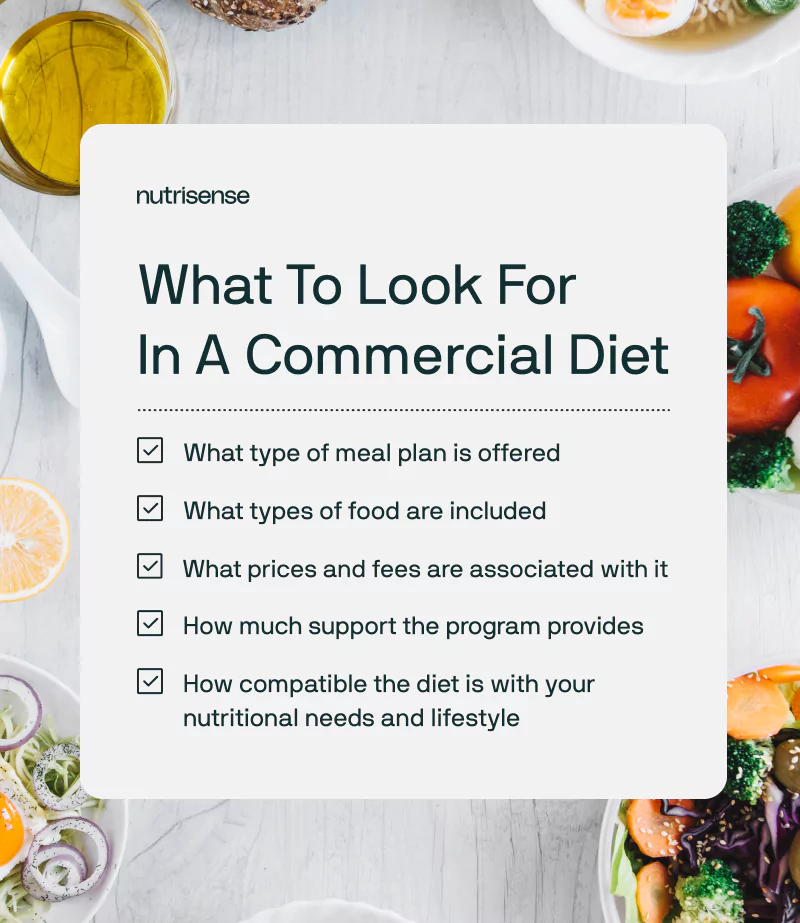 list of things to look for in a commercial diet