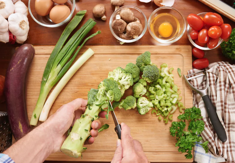 chopped broccoli and veggies