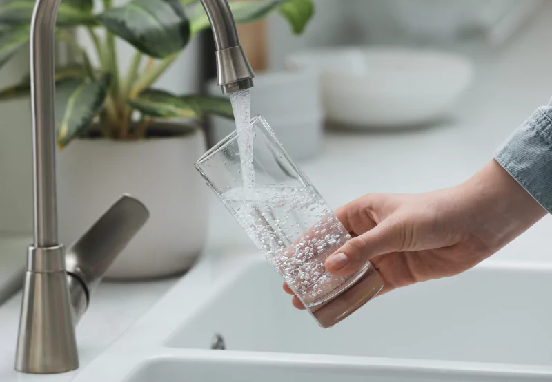 someone pouring a glass of water