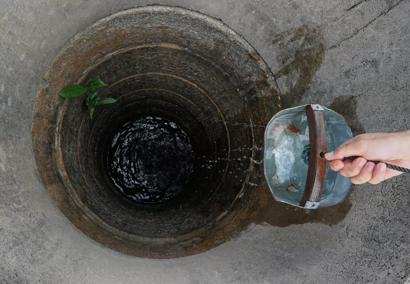 someone getting water from their well