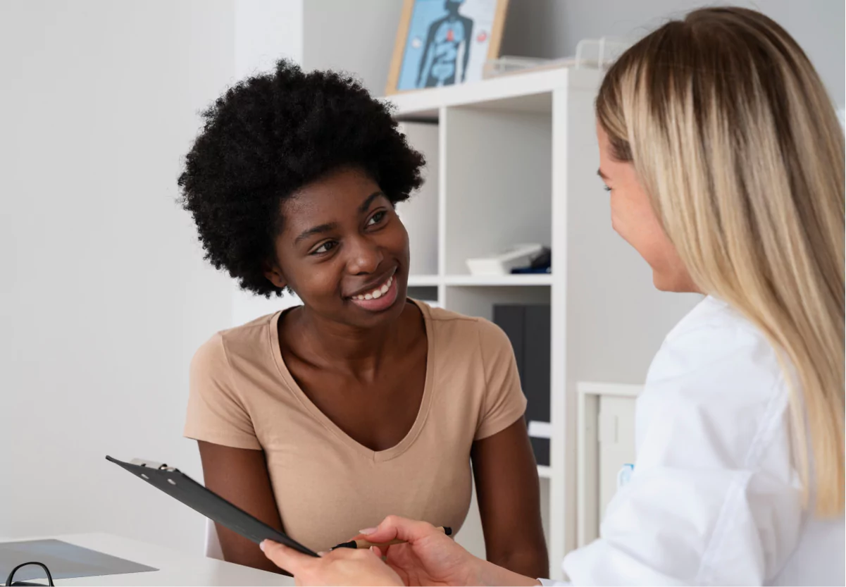 a woman talking to her doctor