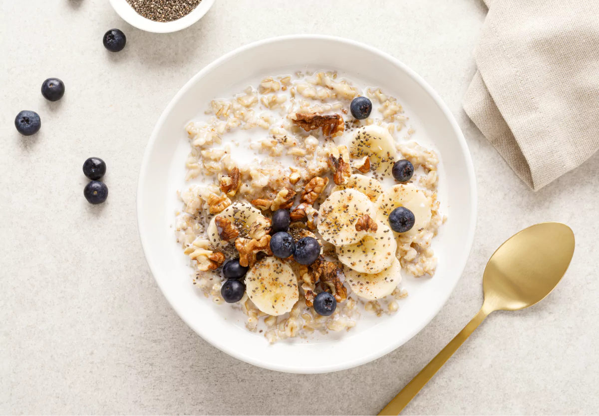 banana nut protein oatmeal bowl