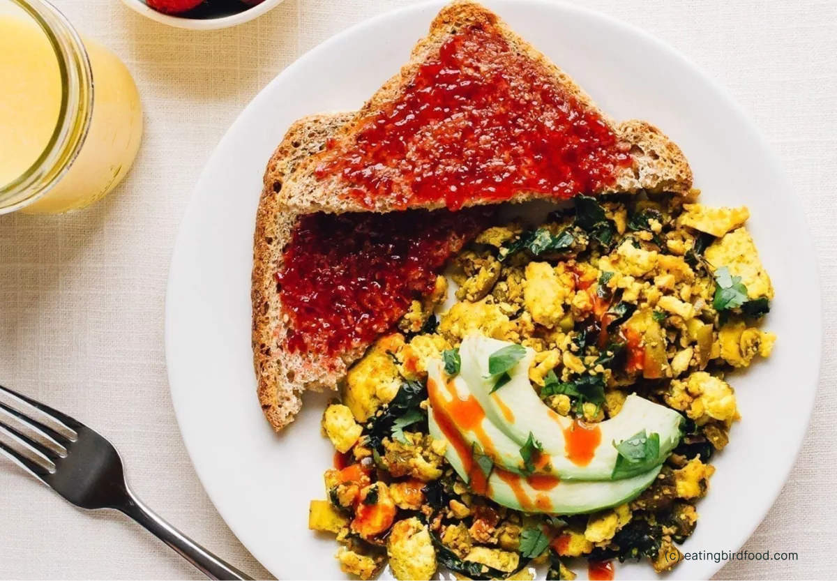 a tofu scramble plate with toast