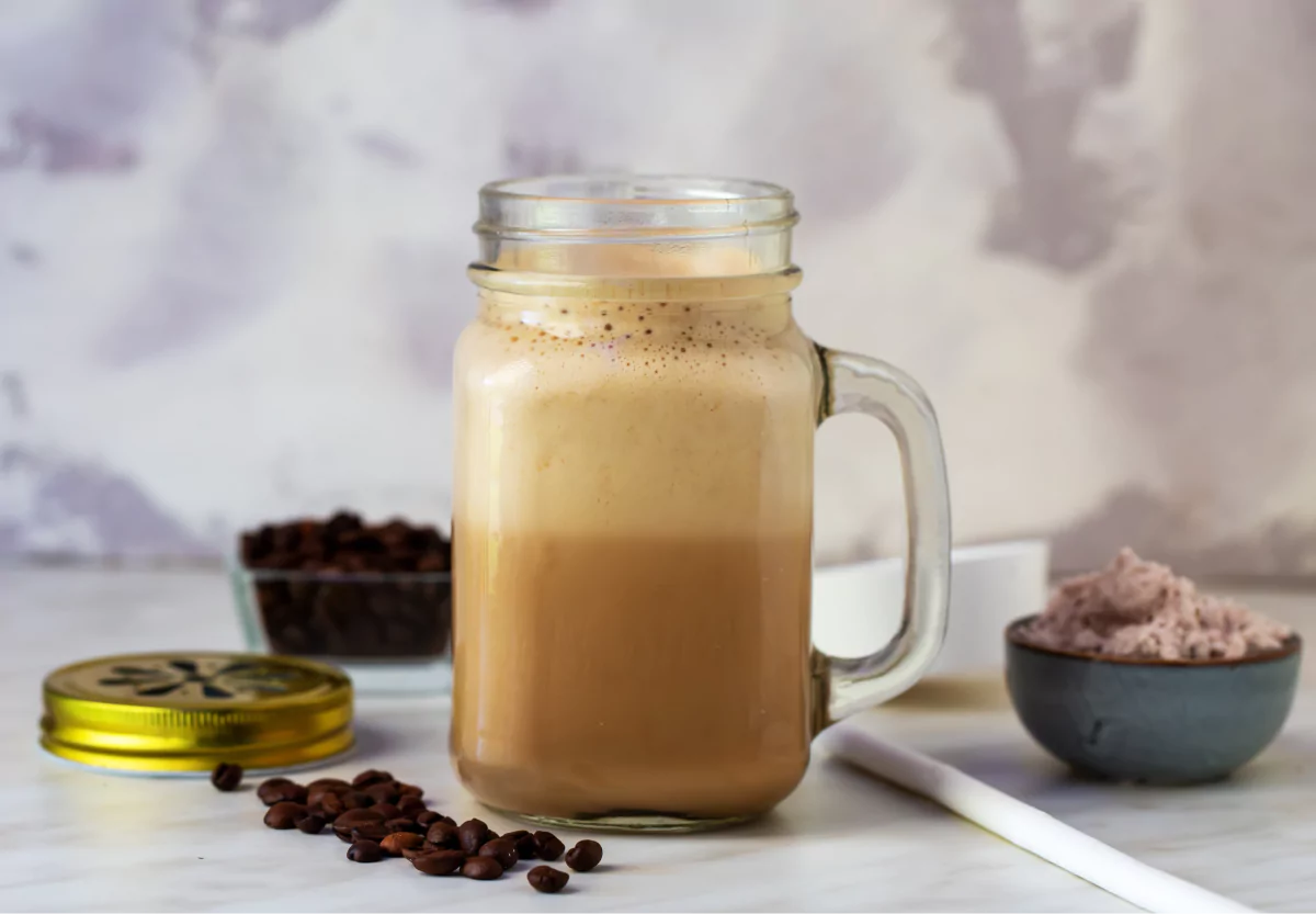 a jar of protein coffee