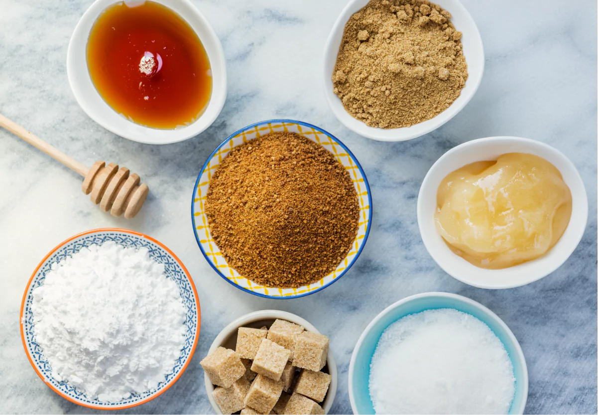 bowls full of different types of sweeteners