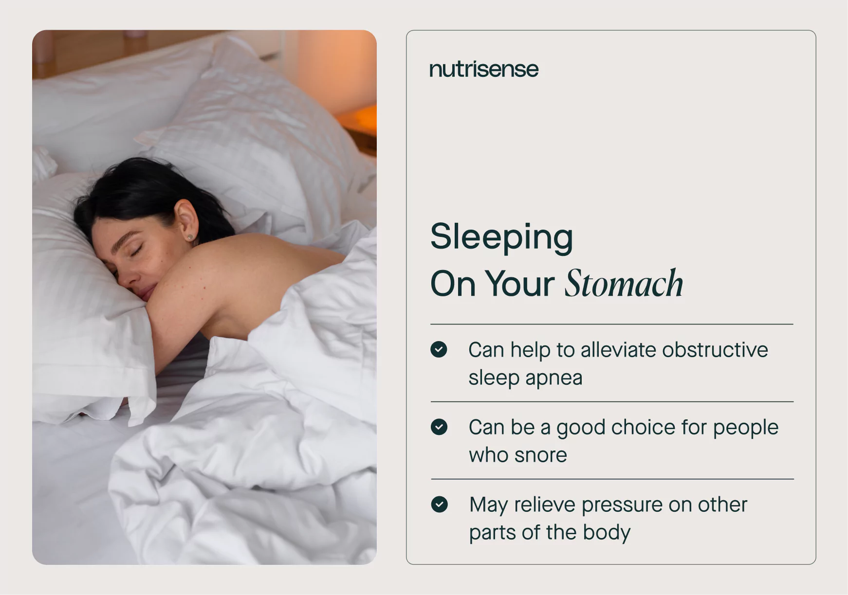 a graphic with information about sleeping on your stomach