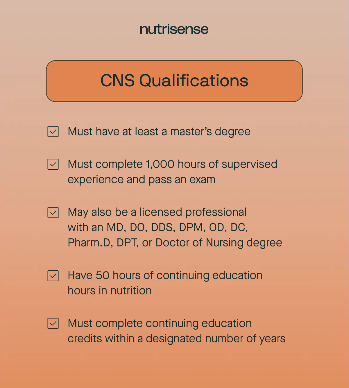 list of cns qualifications