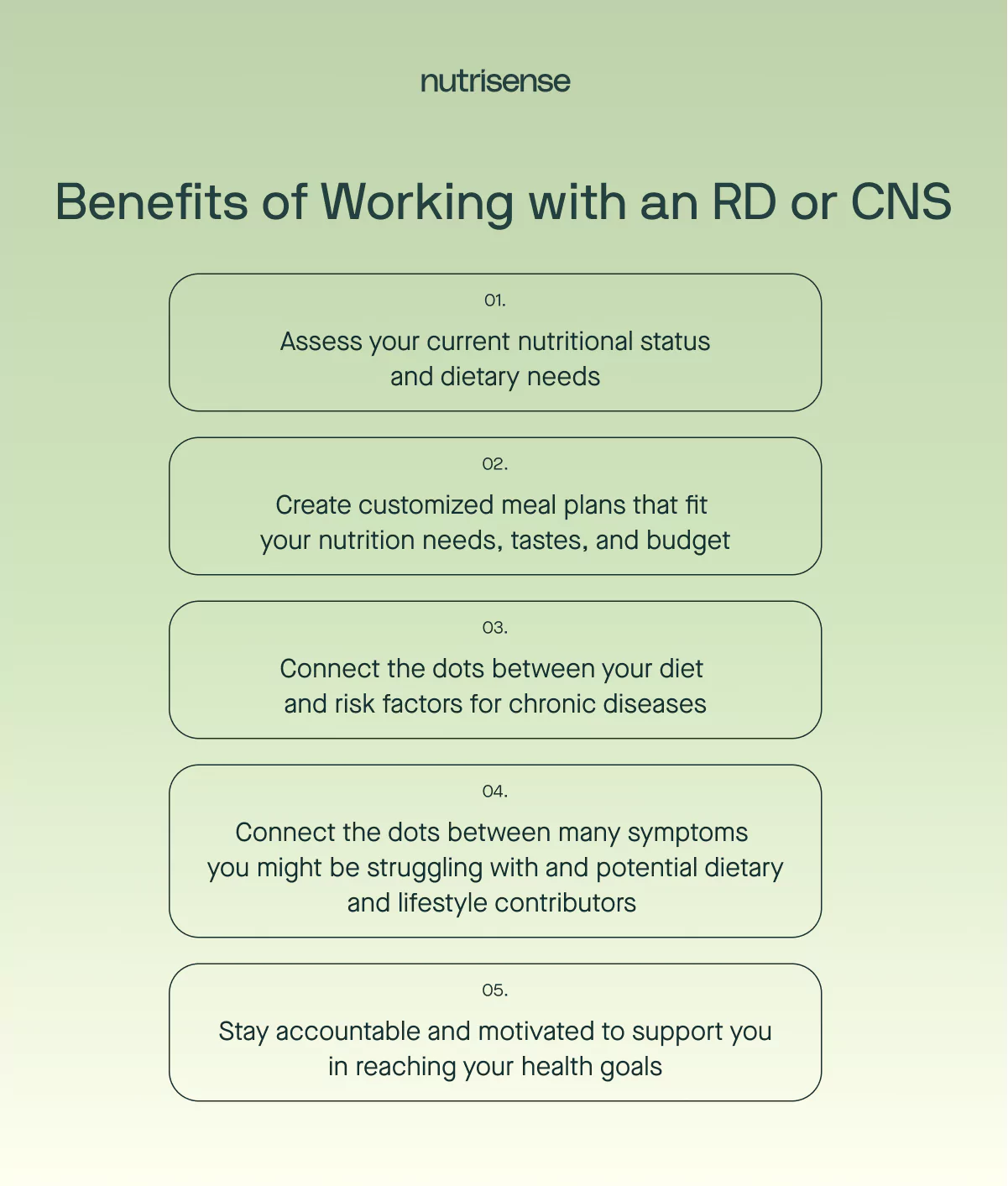 benefits of working with an rd or cns list