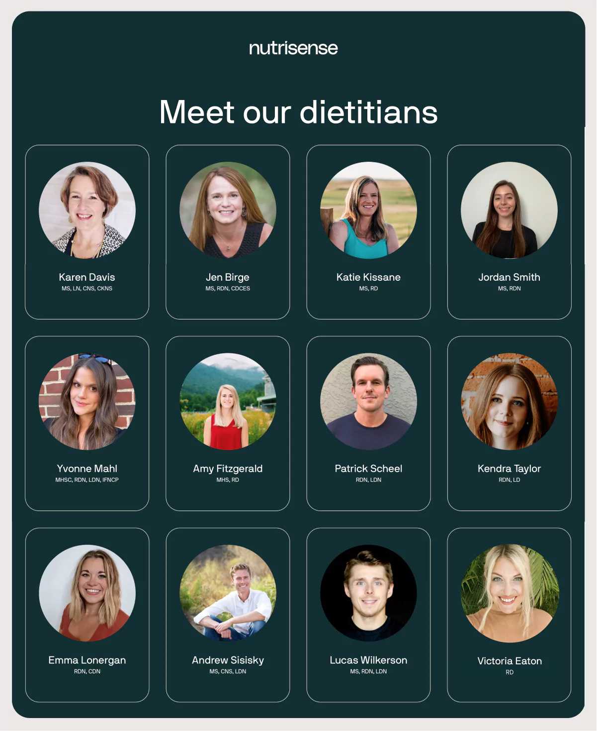 a graphic of nutrisense dietitians and nutritionists