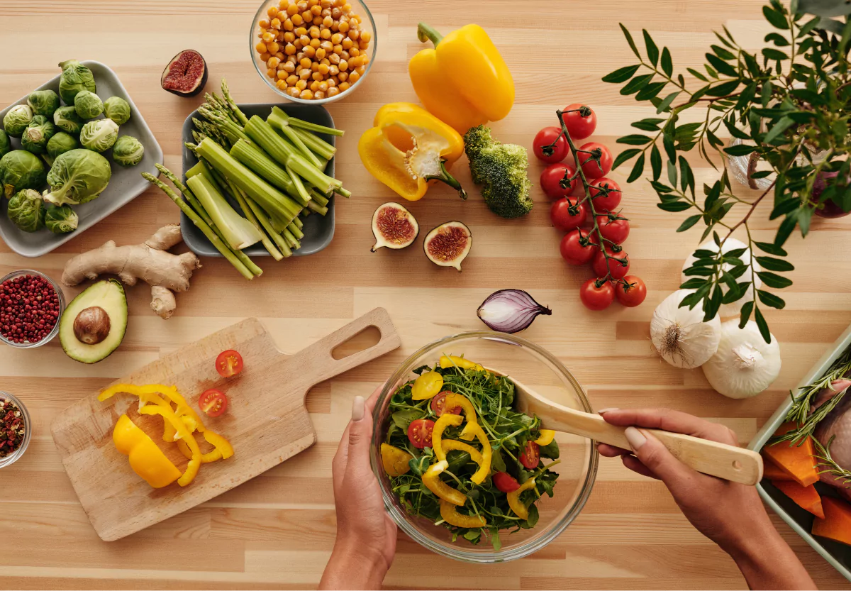 a spread of fresh veggies