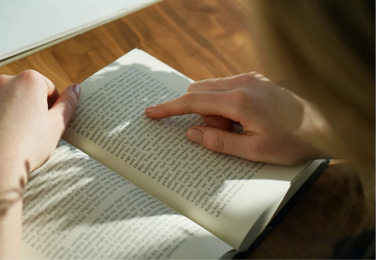 a girl reading a book