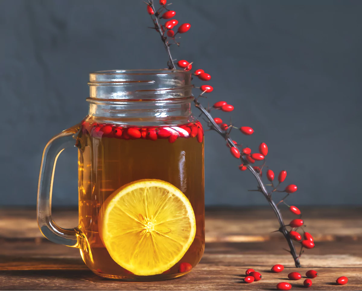 a berberine tea jug and a branch of berberine